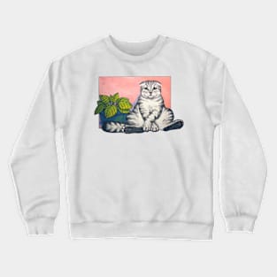 handmade gouache drawing "Sad cat" Crewneck Sweatshirt